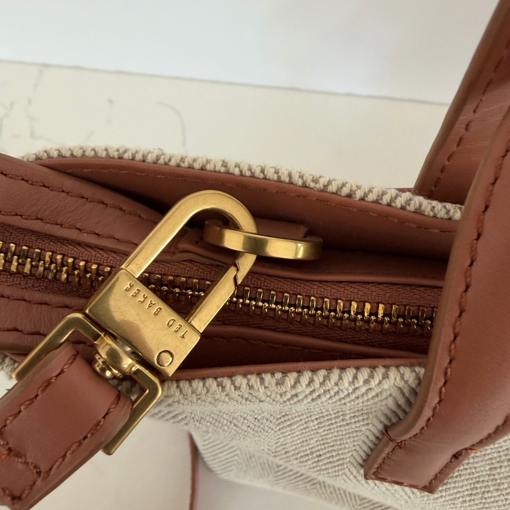 Ted Baker Beige and Brown Canvas Tote Crossbody Bag - Picture 10 of 14